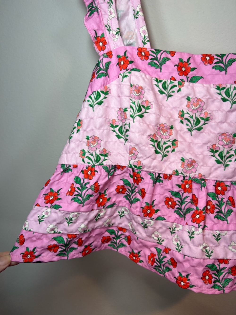 Altar'd State Floral Babydoll Tank Top Pink Red Tiered Ruffles Summer Size Large - Picture 4 of 12